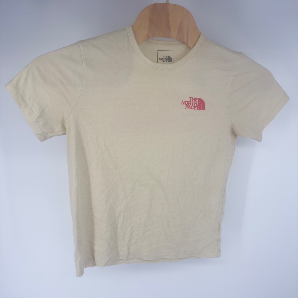 The North Face Womens Never Stop Exploring Graphic T-Shirt Cream Pink Medium